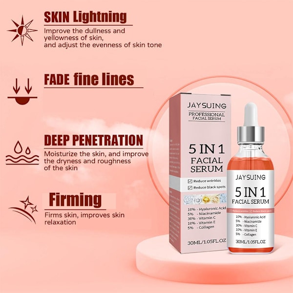 5 In 1 Fade fine linjer Firming Face Serum Moisturizing brightning Vitamin