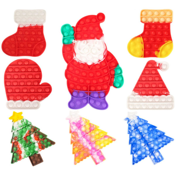 8 Pack Christmas Jul julklappar Pop it Fidget Toy Ljusrosa