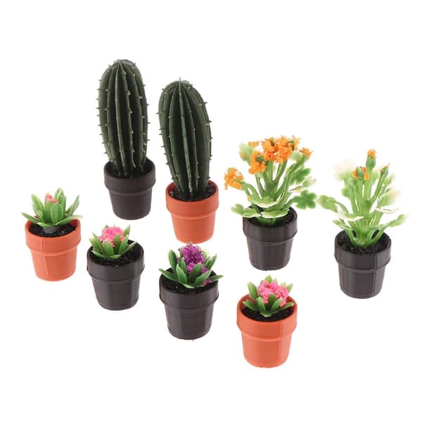 1/12 Dockhus Miniatyr Scen Dekoration Grön Växtkruka Mini Växt Fe Post Kruka Docktillbehör Leksaker E 5PCS