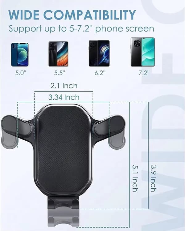 Bilholder til telefon med luftventil, gravitationsmontering til iPhone, Samsung, Xiaomi, LG, GPS, mobilstativ Textured surface