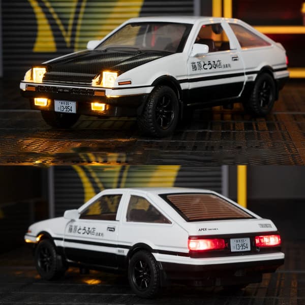 1:30 Skala Initial D AE86 Legetøjsbilmodel Legeringskarosseri Gummidæk Støddæmpning Pull Back Simuleringskøretøjer Drengefødselsdagsgave Black