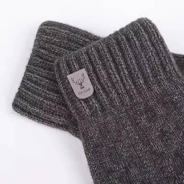 Vinterhandskar med pekskärm för män - förtjockad sammet och ull stickad för kallt väder LIGHT GRAY