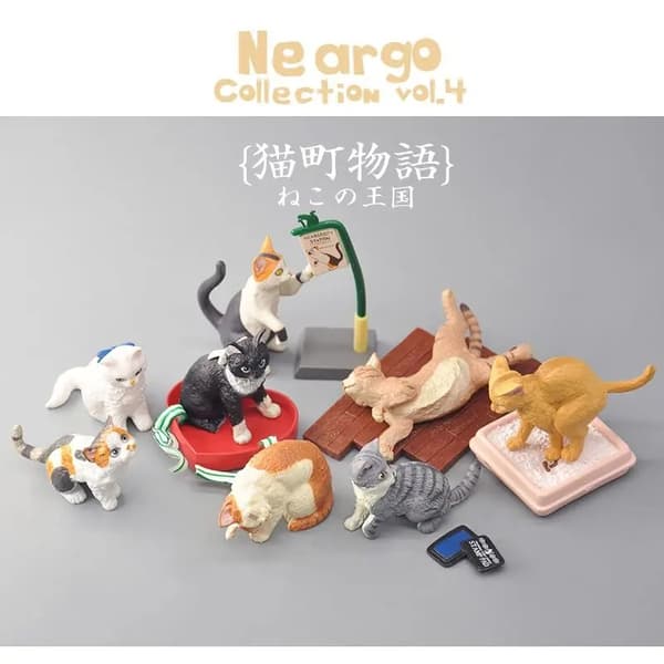Simulering Djur Kattscen Kawaii Anime Statisk statisk statyett Blind Box Leksaker Samling Desktop Ornament Barn Presenter Random 1pcs