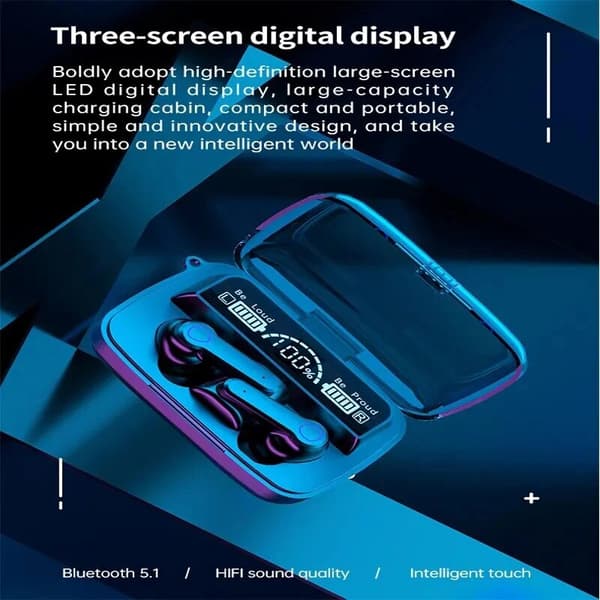 M19 Bluetooth-headset Trådlöst TWS Gaming Stöd Brusreducerande Touch In-ear Mini Nödheadset med Powerbank A