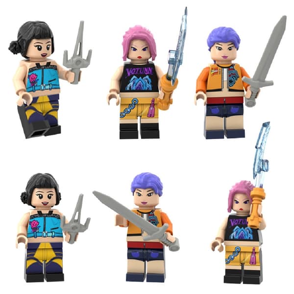 Ny produkt Kpop Devil Hunter Mini Actionfigur Byggstenar Leksak Anime Kringutrustning Skrivbordsdekoration Samling Julklapp 7