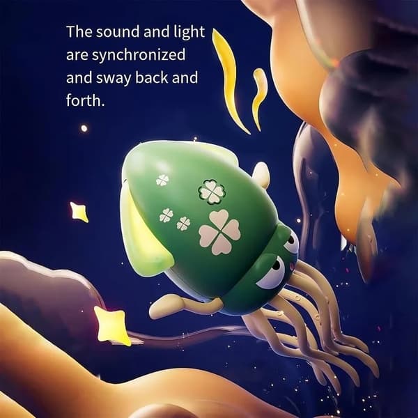 Dancing Octopus Toy with Lights & Music - Elektrisk Crawling Stress Relief Present för barn Green and Yellow