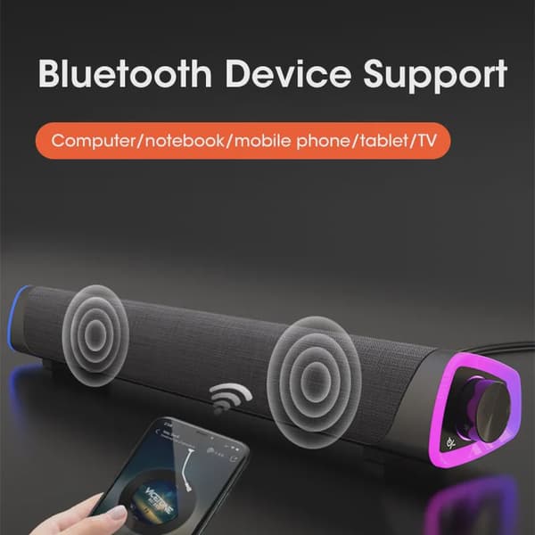 4D Computerhøjttaler Bar Stereolyd Subwoofer Bluetooth Højttaler Til Macbook Laptop Notebook PC Musikafspiller Kablet Højttaler Bluetooth Black