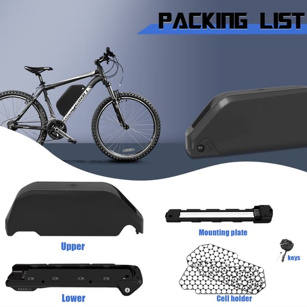 MAX 91 ST 18650-celler Polly DP-9 Ebike Downrörsbatteriväska med hållare 48V Case