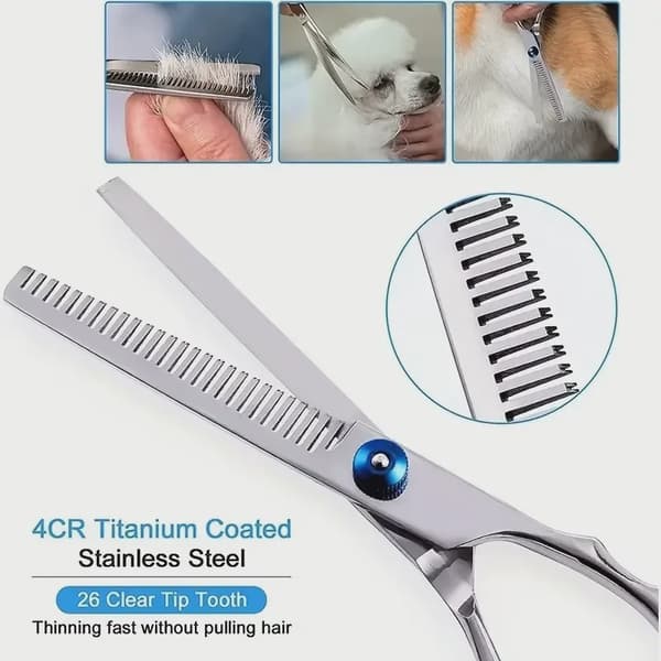 Ambidextrous kæledyrssikker saks i rustfrit stål til hunde med rundt hoved til præcisionstrimning Down Curved Scissors