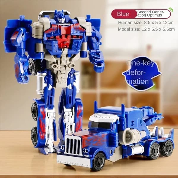 Transforming Car Robot Toy – One-Step Deformation Anime Action Figur – Pusselmodell Blue