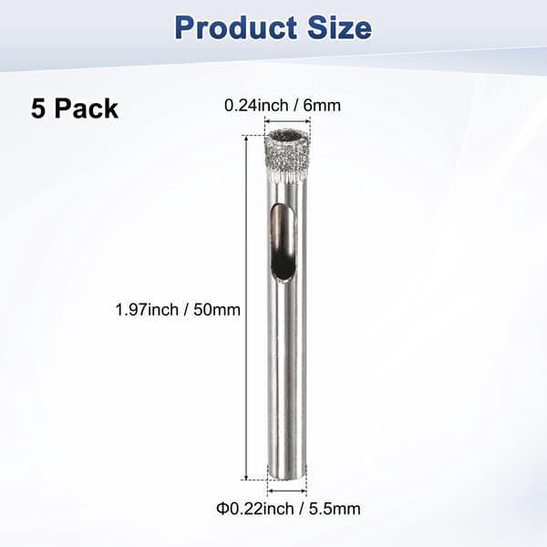 5-delt diamanthulsavbor 3-18 mm glasbor til keramik/marmor/granit 8 mm  Round shank