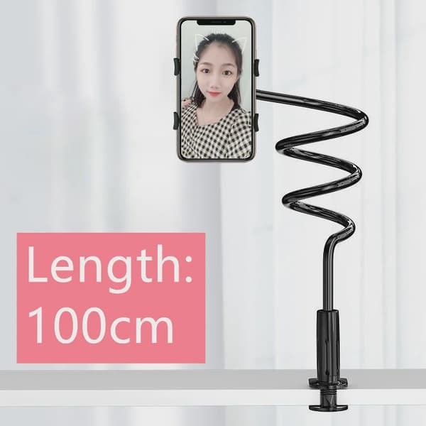 100 cm fleksibel telefonklipsholder med greb, lang armmonteringsklemme til iPhone 15 Pro White-100cm