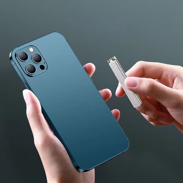 Ultratunt metallfällbart telefonstativ Mini osynlig bärbar hållare för iPhone Samsung Silvery-1pcs