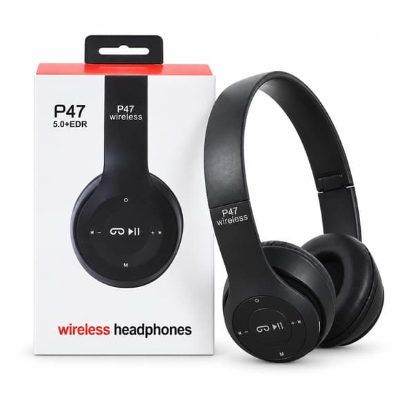 Multifunktionelt bærbart, foldbart, hovedmonteret, trådløst Bluetooth 5.0-headset til Bluetooth-forbindelse med TF-kort og kabelforbindelse black