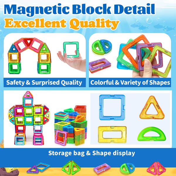 Magnetiska byggstenar - Medium STEM konstruktionsleksaker för lärande och utbildning Medium Size 60pcs