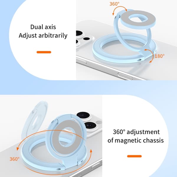 MagSafe dubbelsidig magnetisk telefonhållare vikbart stativ greppfäste för iPhone Yellow
