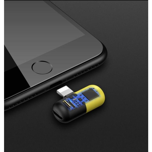 iPhone 7/8/X Adapter 2-i-1 / Lyt til musik og oplad på samme tid Blue Black Yellow
