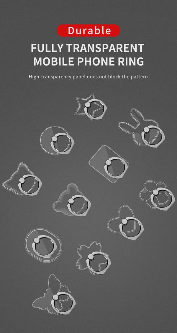 Universell magnetisk fingerringhållare för telefon, stativ för iPhone 13 Max 8, transparent Butterfly