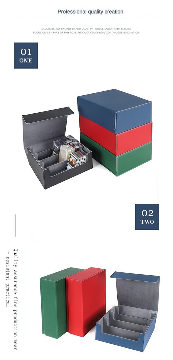 Opbevaringsboks til 1800+ samlekort PU læder Commander Card Deck Case Magnetisk lukning Kortholder Passer til Magic Game Cards red - Inner Grey