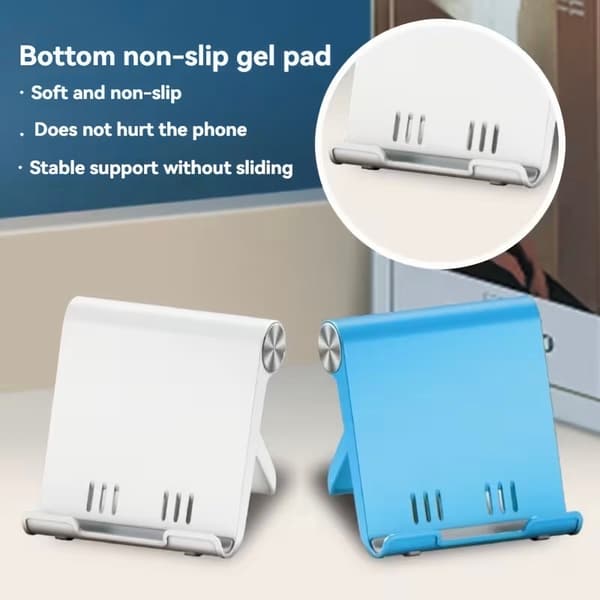 Justerbart, vikbart telefonstativ med flera vinklar, universalhållare för iPhone, Samsung, surfplatta Black