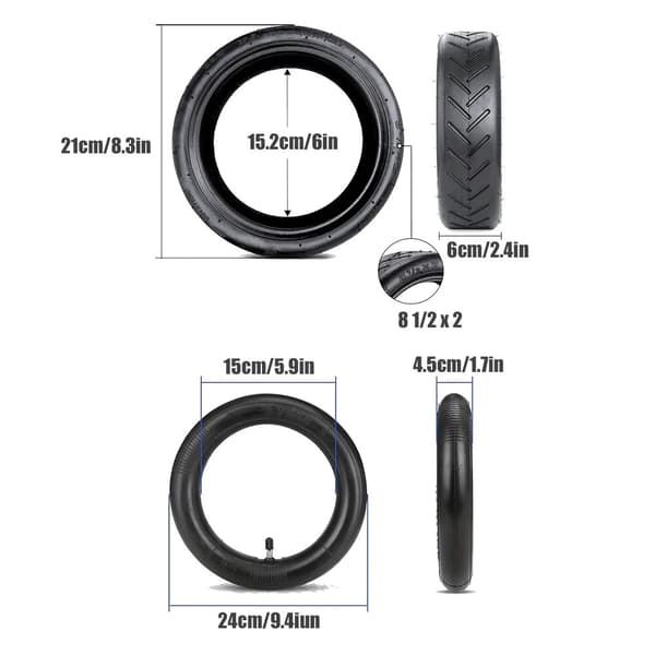 8,5" uppblåsbart ytterdäck och innerslang för Xiaomi M365 Pro 2 Mi 1S elscooterbyte 2pcs Outer Tire
