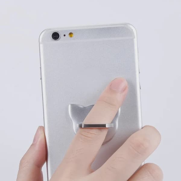 Universal Mobiltelefonholder Katte Fingerring Stativ 360° Rotation Foldbar til iPhone Xiaomi Silver