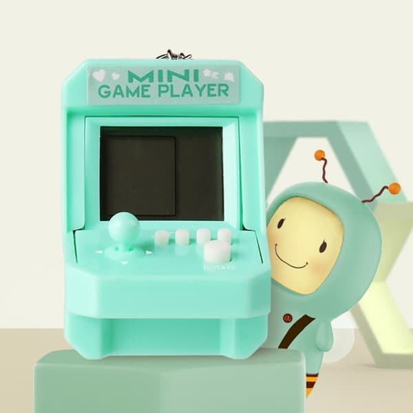 Mini Retro spillekonsol med nøglering - nostalgisk klassiske spilgave til kæledyr og samlere light green