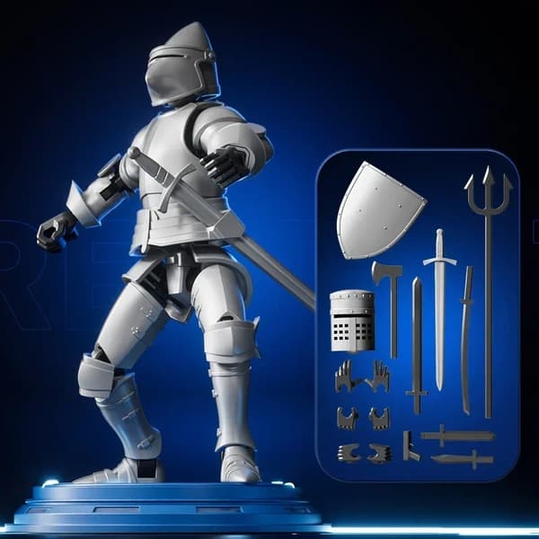 Knight Paladin Actionfigur – 13 ledbar rörlig robot – 3D-tryckt skyltdocka leksak SILVER