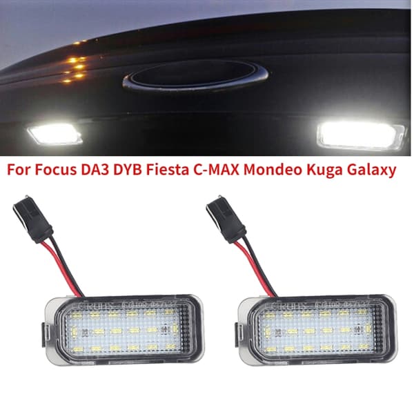 2 stk. nummerpladelys 12V LED nummerpladelys til Focus DA3 DYB Fiesta C-MAX Mondeo Kuga Galaxy S-Max ABS plastik