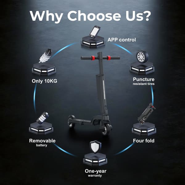 HUANCI X6 Sammenfoldelig 350W El-Scooter 36V 7.5A Smart APP El-Scooter til Voksne 36V 7.5AH