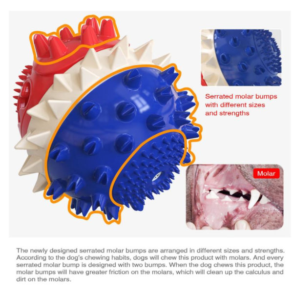 Multifunktionell hundleksak rengöring tänder boll FDA CE godkänt