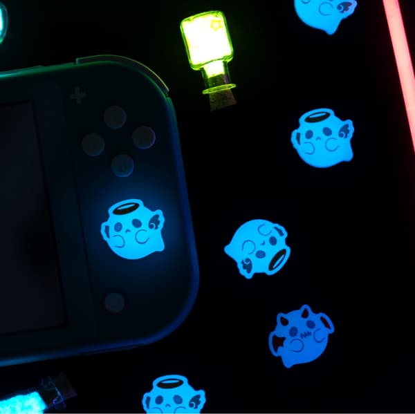 Lysende Engel Ghost Silikone Blødt Thumb Stick Grip Cap Joystick Beskyttelsescover Til Switch OLED NS Lite Joy-con Thumbstick Etui C