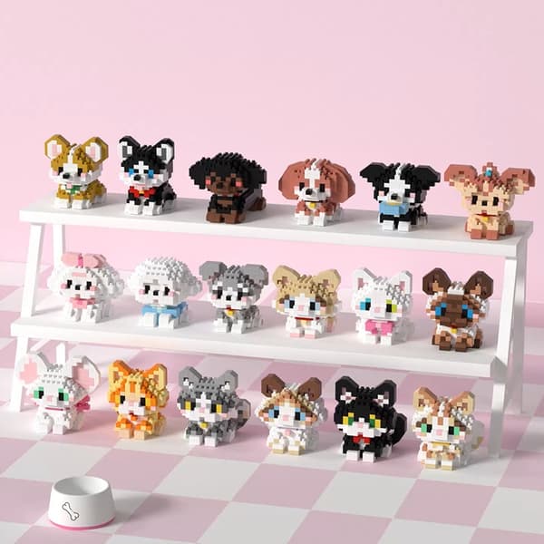 Katte byggeklods legetøjssæt til piger 8-10 år - Pædagogisk mini byggegave K209-252pcs-no box