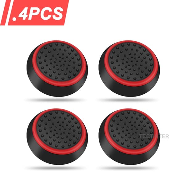 4 stk. silikone analoge thumbstick-grebsdæksler til PS5/PS4/PS3 controllerhætter til Steam Deck/Xbox One/Xbox 360 gamepad-tilbehør Black Red