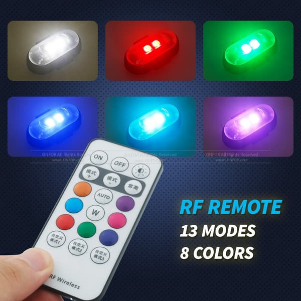 RGB LED-fly Strobelys Motorcykellys LED-blitzposition Trådløst lys Fly Helikopter Advarselslys 2PCS