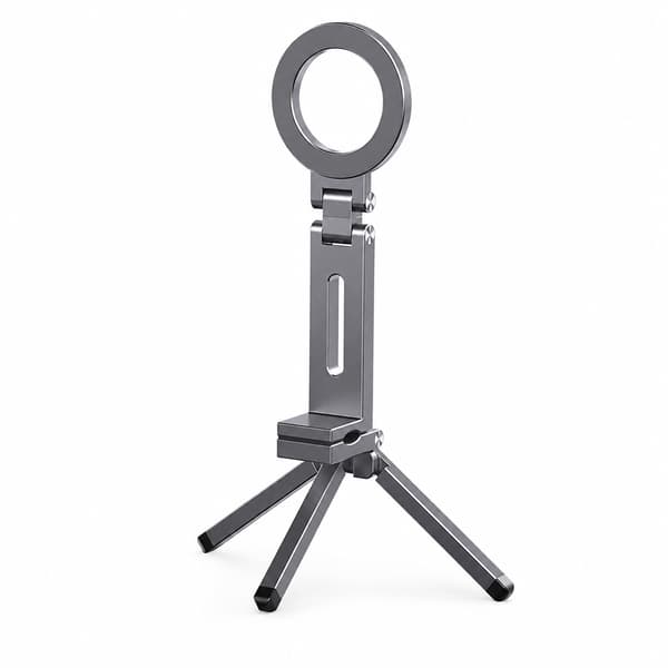 Magnetisk roterande vikbar universal telefonhållare med klämma, stark sugkraft, resebordsmontering Gray