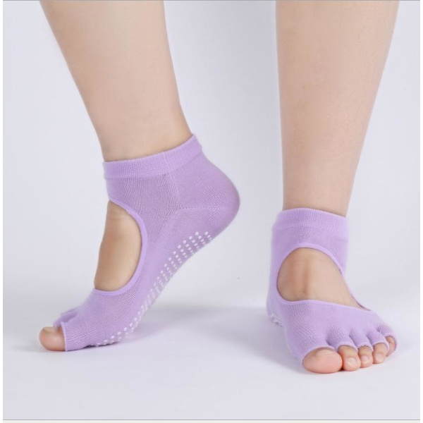 Yogaskor Yogastrumpor - One Size Tåstretch Sockor 4 Färger Pink gold