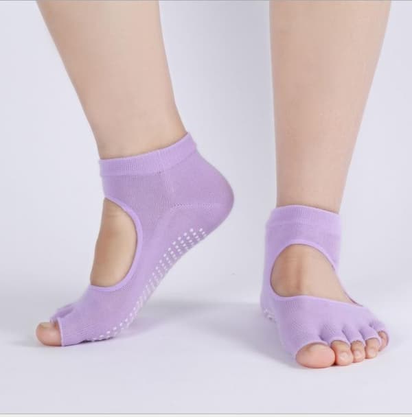 Yogaskor Yogastrumpor - One Size Tåstretch Sockor 4 Färger Rosa guld