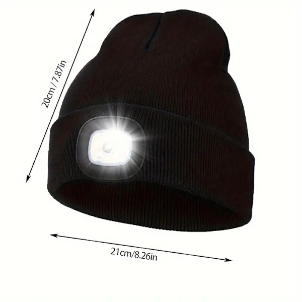 Hattu LED-lampulla 5 väriä - joululahjat Black Grå