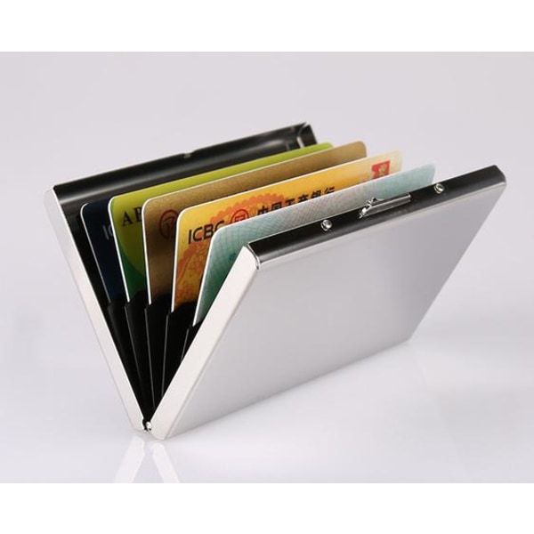Korthållare med fack - Skyddar RFID - metall - plånbok Svart