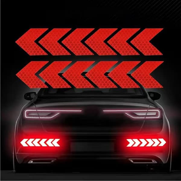 12 st/set reflekterande skylttejp varningstejp säkerhetsdekaler för bilstötfångare bagageutrymme reflektor risktejp motorcykeltillbehör Red