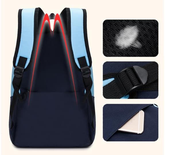 TIK-TOK Backpack - waterproof school bag with USB and Headphone jack Grey