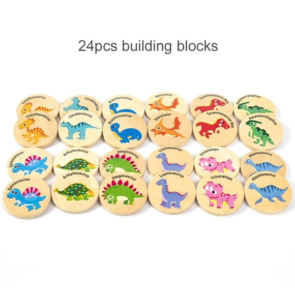 Dinosaurie matchande spel Barnpussel Dinosaurie Kognitiv koncentration Minnesträning Trä pedagogiska leksaker för barn as shown
