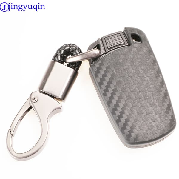 jingyuqin 3-knaps kulfibermønster silikone bilnøgle til BMW 1 3 5 6-serie E90 E91 E92 E60 bilnøgleholder etui key case