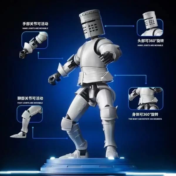 Knight Paladin Actionfigur – 13 ledbar rörlig robot – 3D-tryckt skyltdocka leksak SILVER