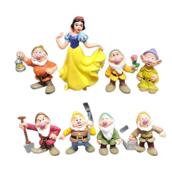 Snehvide og de syv dværge figurer dekorativt legetøj 8 stk sæt