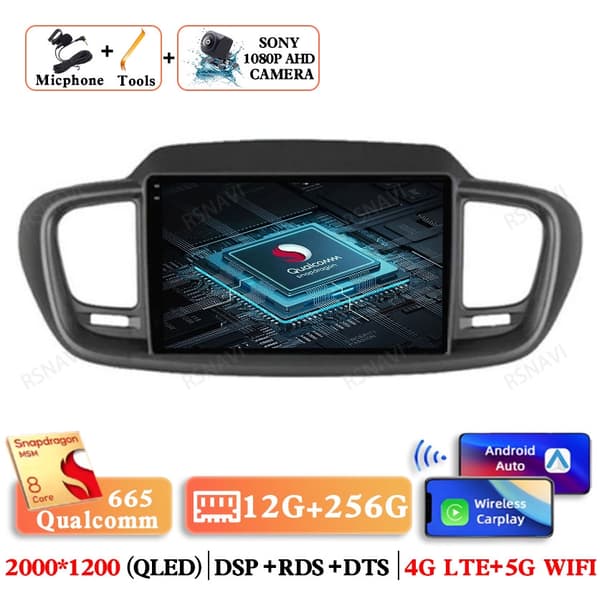 Android 15 Bilradio För Kia Sorento 3 2015 2016 2017 2018 Multimedia BT GPS 5G WIFI Navigation 4G 8G-128G 360 DVR