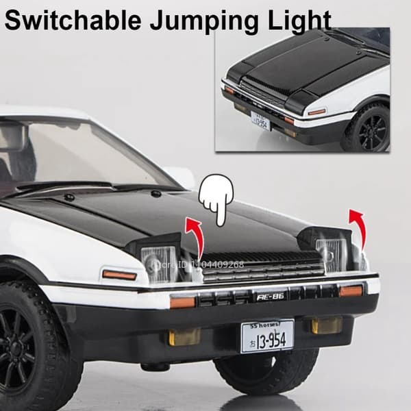 1:30 Skala Initial D AE86 Legetøjsbilmodel Legeringskarosseri Gummidæk Støddæmpning Pull Back Simuleringskøretøjer Drengefødselsdagsgave Black