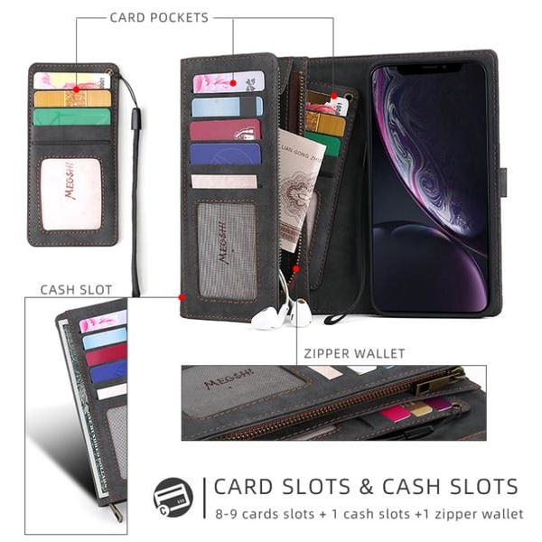 iPhone 11 Pro  - Plånboksfodral / Magnet Skal 2 Färg Black Till iPhone 11 Pro Svart