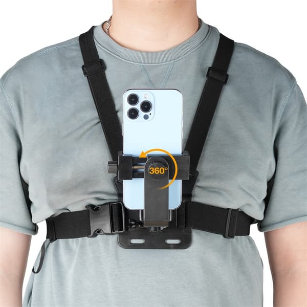Brystmonteringssele til mobiltelefon med klemme til Huawei, Samsung, iPhone og Xiaomi Shoulder Clip